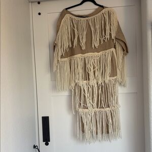 Fringed Tan and Cream knit dress NWT